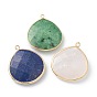 Natural Mixed Gemstone Pendants, with Golden Brass Edge, Faceted, Teardrop