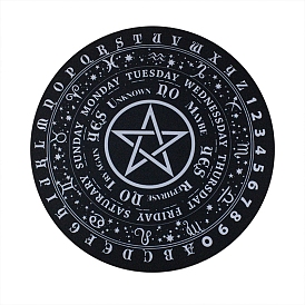 Tapis d'autel à pendule en caoutchouc rond et plat, tampon en caoutchouc pentagramme lettre numéro pour la divination, tapis de souris