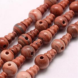 Natural Malachite 3-Hole Guru Beads Strands, T-Drilled Beads, for Buddhist Jewelry Making