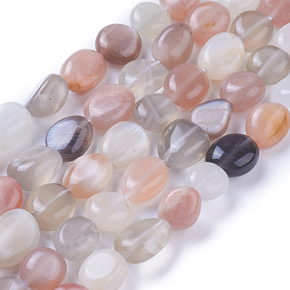 Brins de perles multi-pierres de lune naturelles, pierre tombée, nuggets