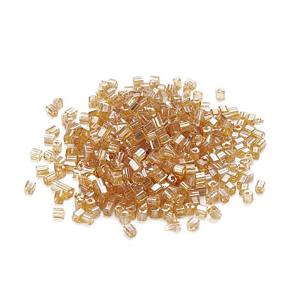 6/0 Glass Seed Beads, Transparent Colours Luster, Square Hole, Cube