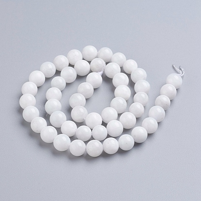 Brins de perles de pierre de lune arc-en-ciel naturel, ronde, blanc