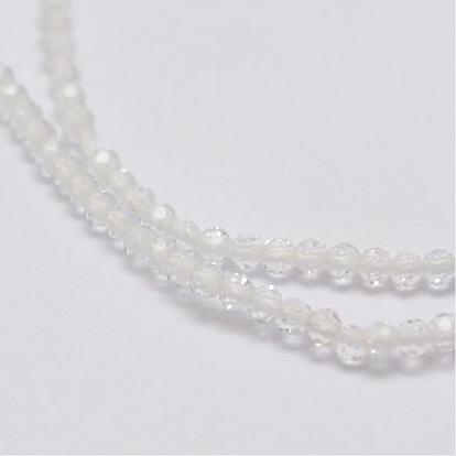 Natural White Moonstone Beads Strands, Round, Faceted
