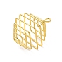 Iron Wire Spiral Bead Cage Pendants, Square Charms