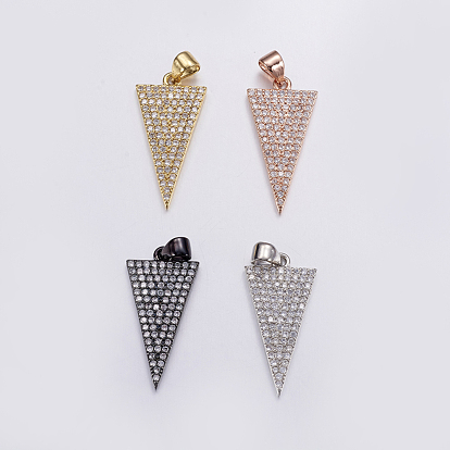 Micro cuivres ouvrent pendentifs zircone cubique, plaqué longue durée, triangle