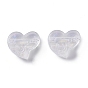 Transparent Acrylic Beads, Glitter Powder, Heart with Flower & Word Love