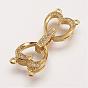 Brass Micro Pave Cubic Zirconia Fold Over Clasps, Heart