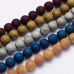 Galvanisieren natürliche druzy Achat Perlen Stränge, gefärbt, Runde, matt