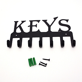 Железные настенные крючки вешалки, декоративная стойка-органайзер с 10 крючками, с железными винтами и пластиковыми заглушками, для сумки ключ для одежды шарф подвесной держатель, слово ключ