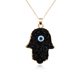 Unique Resin Pendant Palm Eye Necklace for Men and Women - Fashionable and Minimalistic Jewelry
