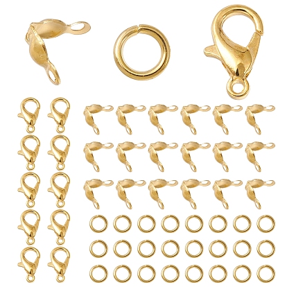 30Pcs Zinc Alloy Lobster Claw Clasps, Parrot Trigger Clasps, Jewelry Making Findings, with 50Pcs Iron Bead Tips and 50Pcs Iron Open Jump Rings