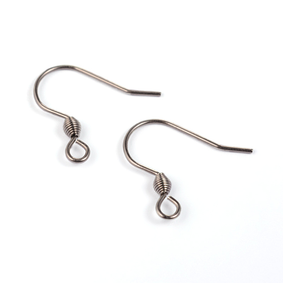 304 Stainless Steel Earring Hook Findings, Ear Wire, with Horizontal Loop, 18x16x0.8mm, 20 Gauge, Hole: 2mm