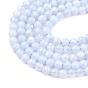 Calcédoine bleue naturelle rangées de perles, ronde