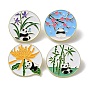 Panda avec épingles en émail fleur de prunier/orchidée/bambou/chrysanthème, badge de dessin animé en alliage de zinc doré pour vêtements de sac à dos