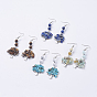 Gemstone Dangle Earrings, with Brass Earring Hooks, Tibetan Style Pendants, Tree
