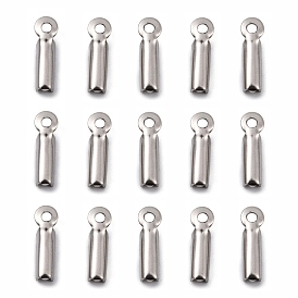 201 Stainless Steel Fold Over Crimp Cord Ends, Oval
