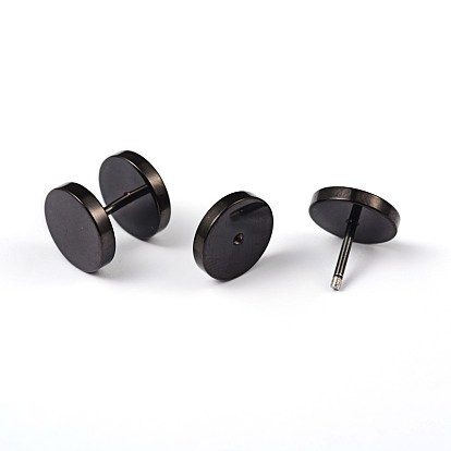 Flat Round 304 Stainless Steel Barbell Cartilage Earrings, Screw Back Earrings, Hypoallergenic Earrings, 10x10mm, Pin: 1mm
