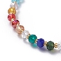 Electroplate Glass Faceted Abacus Beads Stretch Bracelets, with Glass Seed Beads