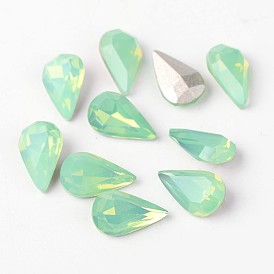 Faceted Teardrop Glass Pointed Back Rhinestone Cabochons, Grade A, Back Plated, 13x8x4.5mm