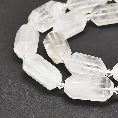 De perlas de cristal de cuarzo natural hebras, cuentas de cristal de roca, facetados, puntiaguda / bala de doble terminación