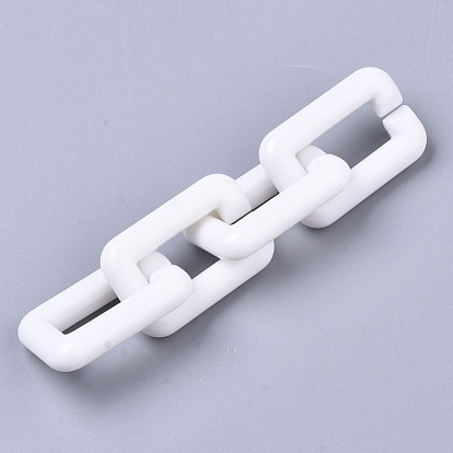 Anneaux de liaison acryliques opaques, connecteurs à liaison rapide, pour la fabrication de chaînes croisées de bijoux, rectangle