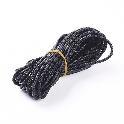 Round Folded Bolo Braided Imitation Leather Cord, Micro Fiber Leather Cord, Hemp Flower, for Bracelet & Necklace Making