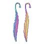 Rainbow Color Alloy Bookmark Findings, Hook with Leaf Shape Bookmark Findings with Hole, Cadmium Free & Nickel Free & Lead Free