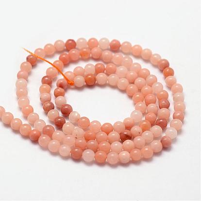 Perlas naturales de color rosa aventurina hebras, rondo