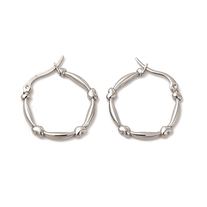 304 Stainless Steel Heart Hoop Earrings for Women