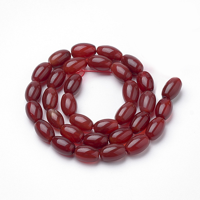 Teñidos naturales perlas de cornalina hebras, oval