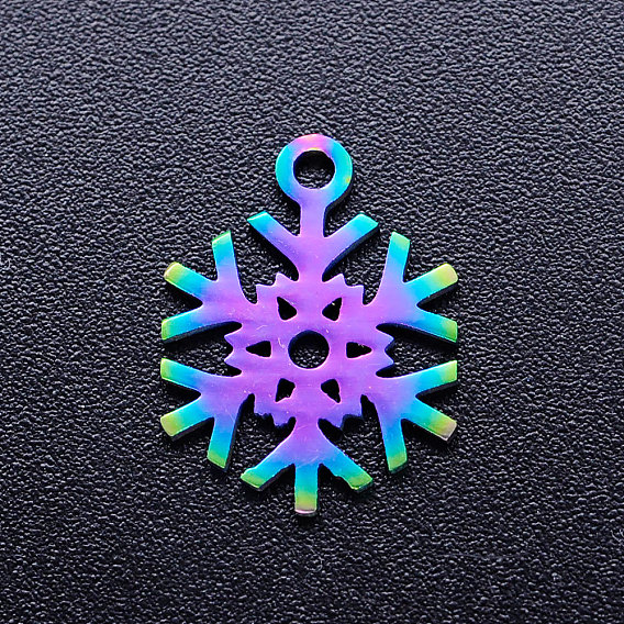 Placage ionique (ip) 201 pendentifs en acier inoxydable, Noël flocon de neige