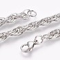 Ion Plating(IP) 304 Stainless Steel Rope Chain Bracelets, with Lobster Claw Clasps, Textured