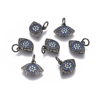 Brass Micro Pave Cubic Zirconia Charms, Eyes