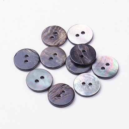 2-Hole Shell Buttons, Flat Round