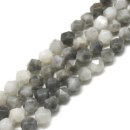 Natural Hawk's Eye Beads Strands, Eagle Eye Stone, Faceted, Round