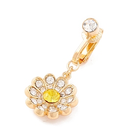 Flower Rhinestone Charm Belly Ring, Clip On Navel Ring, Non Piercing Jewelry for Women, Golden