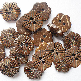 Lovely Flowers 2-hole Basic Sewing Button, Coconut Button, 15mm