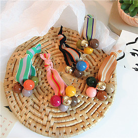 Thick Candy-colored Sports Hairband with Gold Ball and Wide Striped Headband