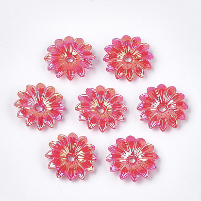 Opaque AS Plastic Bead Caps, Pearlized, Flower