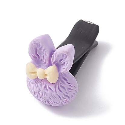 Rabbit with Bowknot Resin Car Air Vent Clips, Automotive Interior Trim, with Magnetic Ferromanganese Iron & Plastic Clip