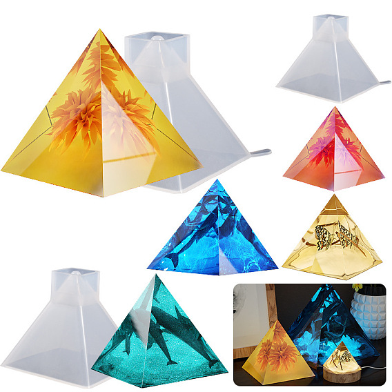 Moldes de exhibición de silicona diy pirámide, moldes de resina, para resina uv, fabricación de joyas de resina epoxi