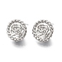 Flat Round with Flower Pattern Brass Stud Earring Findings, with Vertical Loops, Nickel Free