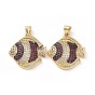Brass Micro Pave Clear Cubic Zirconia Pendants, Fish