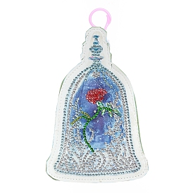 DIY Purse Bag Diamond Painting Kits, Including Resin Rhinestones, Pen, Tray & Glue Clay, Bell with Rose Pattern