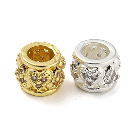 Micro cuivres ouvrent zircone cubique perles européennes, Perles avec un grand trou   , plaqué longue durée, sans plomb et sans cadmium, canon avec cœur