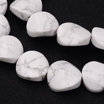 Natural Howlite Bead Strands, Twist Round, 16x6mm, Hole: 1mm, about 24pcs/strand, 15.4 inch