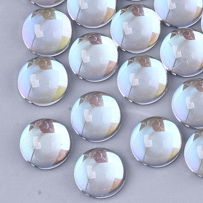 Transparent Glass Cabochons, AB Color Plated, Half Round/Dome