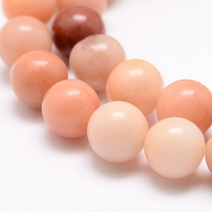 Perlas naturales de color rosa aventurina hebras, rondo