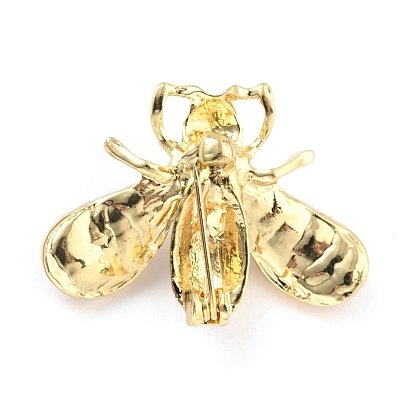 Broche en alliage d'abeille avec perle en résine, Épinglette d'insecte en strass exquise pour fille femme, or