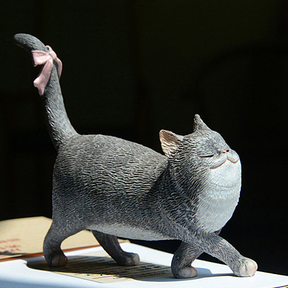 Résine créative pose des décorations d'affichage de figurine de chat, animal simulé, pour voiture bureau à domicile